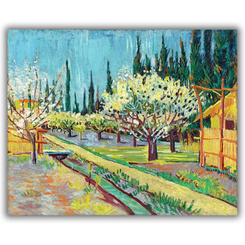 Reprodukcija „Sodas apjuostas kiparisų“, Vincent van Gogh (1888)