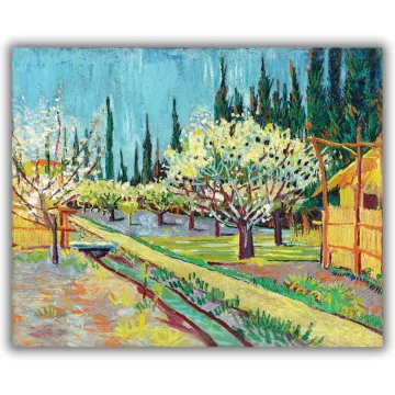 Reprodukcija „Sodas apjuostas kiparisų“, Vincent van Gogh (1888)