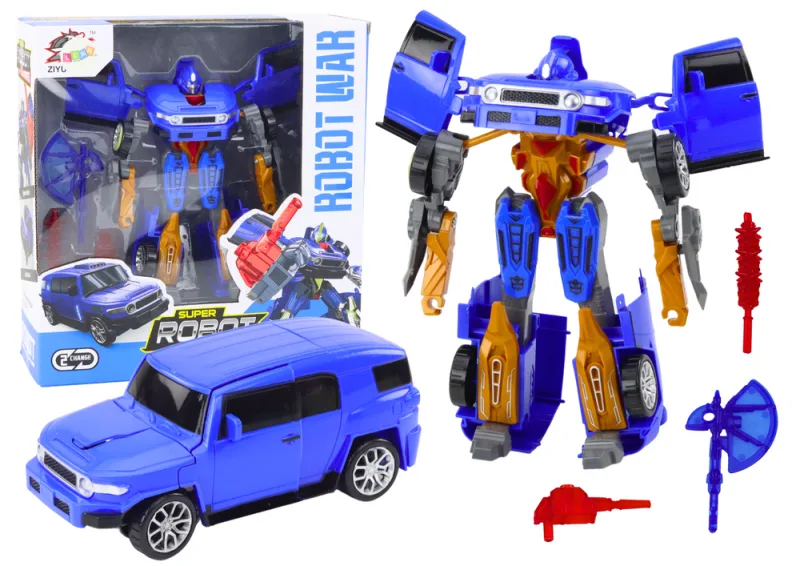Transformuojamas robotas-automobilis 2in1, mėlynas, su 3 priedais · 1