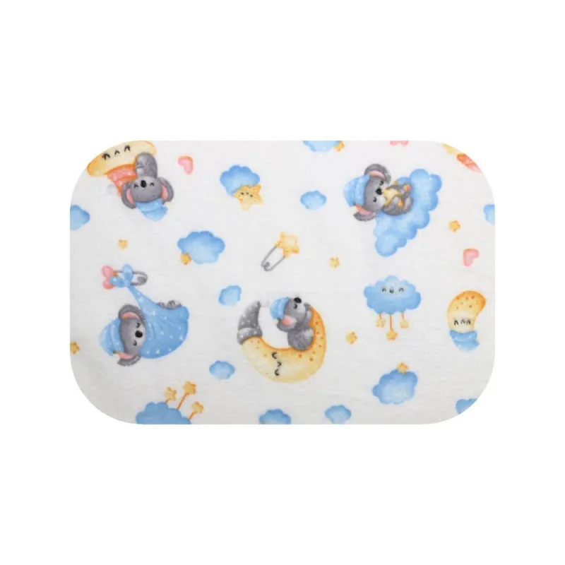 Sauskelnės - 12424 - FLANELINIS DAPTINTAS - EGA -KOALA RIBOJE - MĖLYNA / GELTONA - dydis 70x80 cm · 2