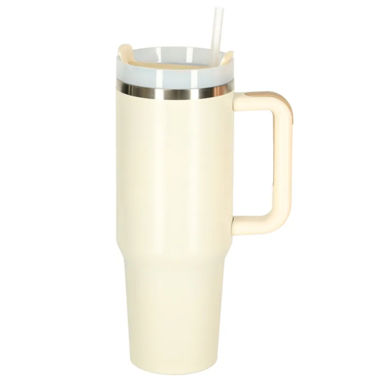 Termo puodelis su šiaudeliu ir rankenėle 1200ml kreminė sp. · 3