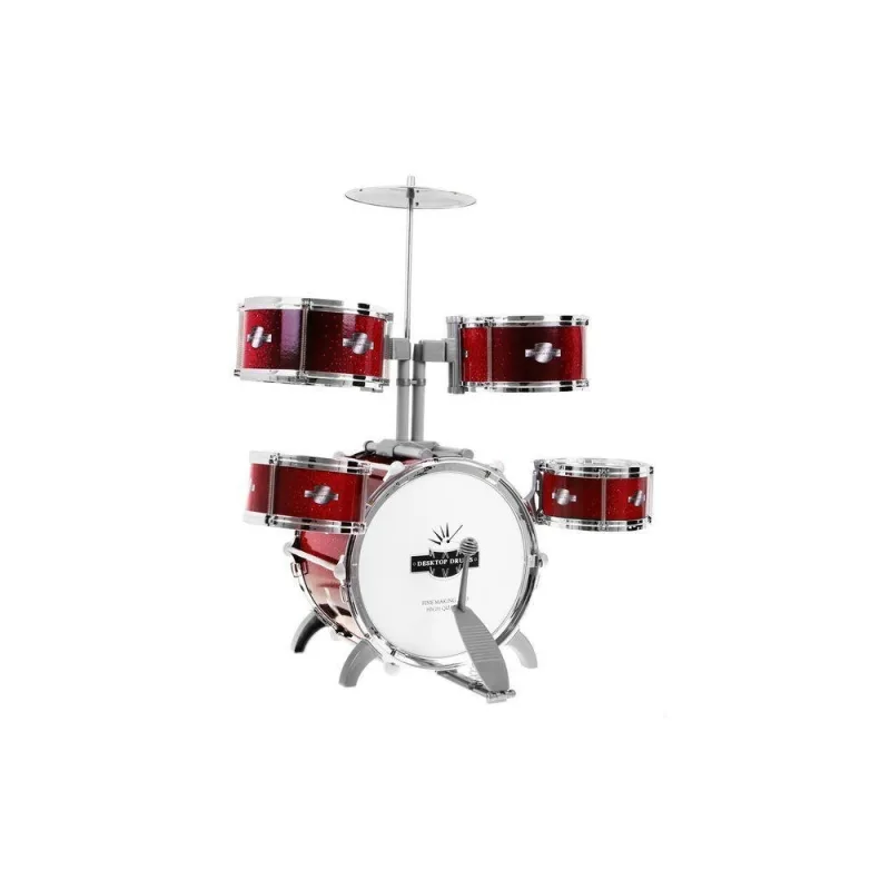Vaikiškas 5 būgnų rinkinys (nuo 5 metų) Muzikos instrumentas: suoliukas + lėkštė + 2 lazdelės, 9 dalių rinkinys · 3