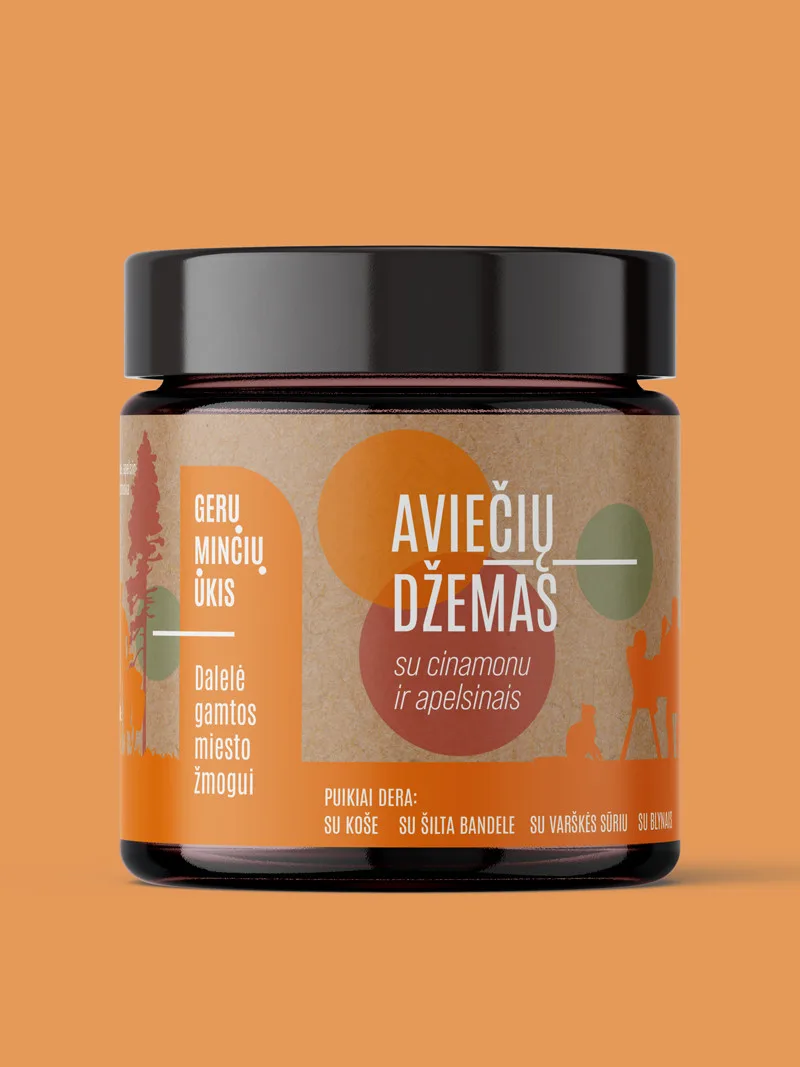 Aviečių džemas su cinamonu ir apelsinais, 250g