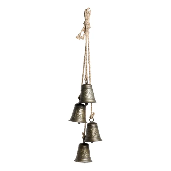 Sendinto žalvario varpeliai ant virvelės — L54/W8 cm