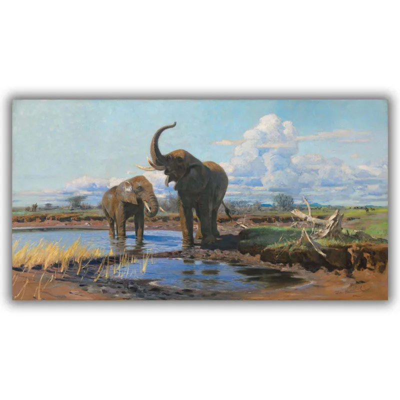 Reprodukcija „Migruojantys prie vandens“, Wilhelm Kuhnert