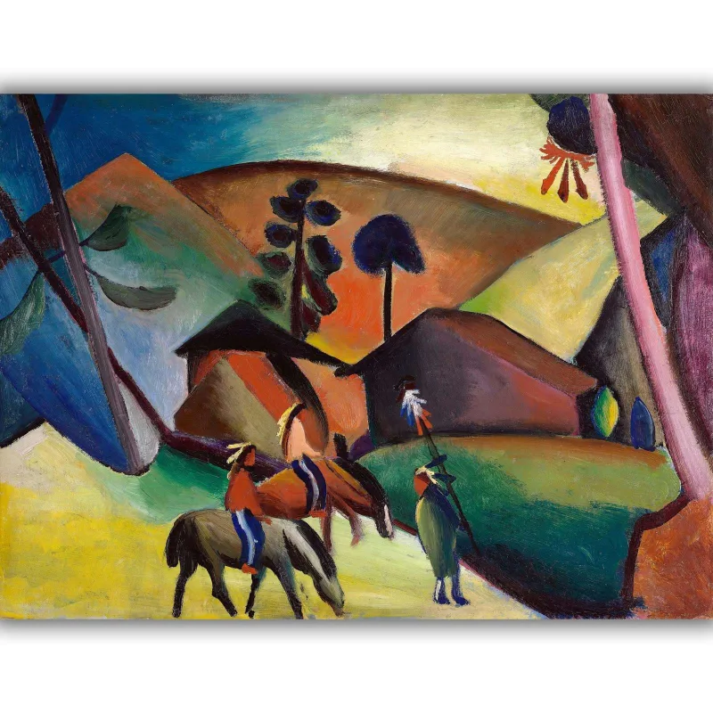 Reprodukcija „Indėnai ant žirgų“, August Macke (1911)