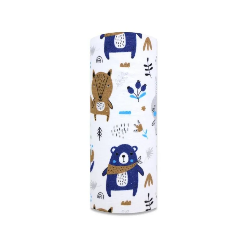 Sauskelnės - 20283 - FLANELINIS PRINTAS - EGA - MIŠKO GYVŪNAI - NAVY BLUE - dydis 70x80 cm · 1