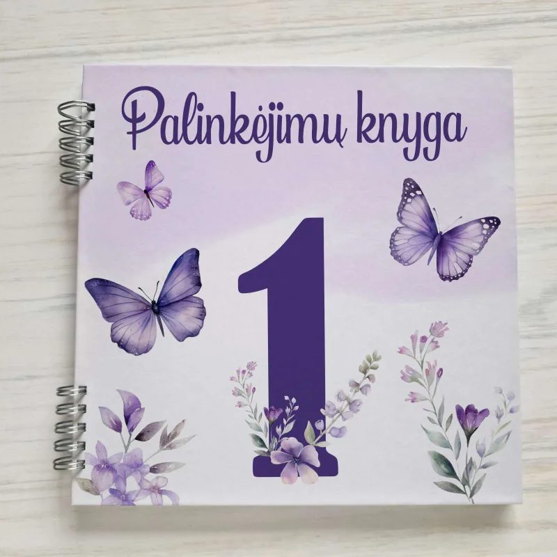 Pirmojo gimtadienio palinkėjimų knyga „Drugeliai“