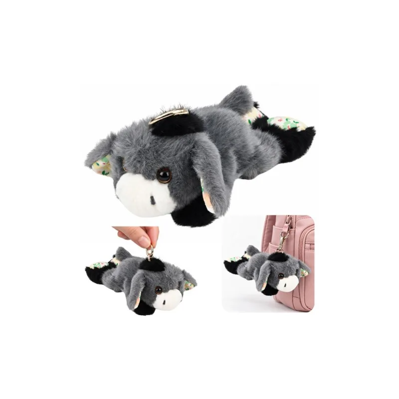Pliušinis asiliukas – pakabukas su svoriu ir rutuliukais, pilkos spalvos, 17 cm · 1