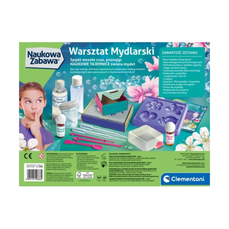 Mokslinis žaidimas „Muilo gamybos dirbtuvės“ (lenkų kalba) „Clementoni“ 50888 · 2