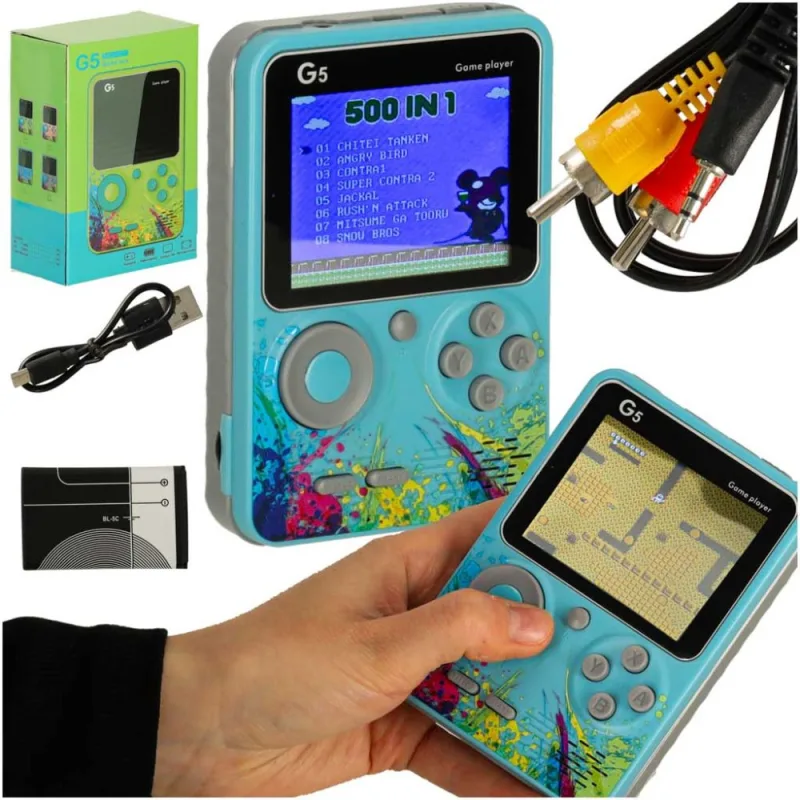 Retro mini nešiojamoji žaidimų konsolė, mėlyna · 1