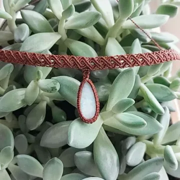 Macrame čokeris su Larimar akmeniu