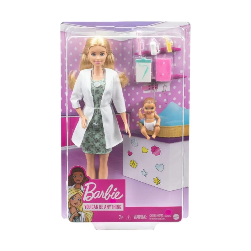Lėlė Mattel GVK03 Pediatra su kūdikiu ir teminiais aksesuarais · 1