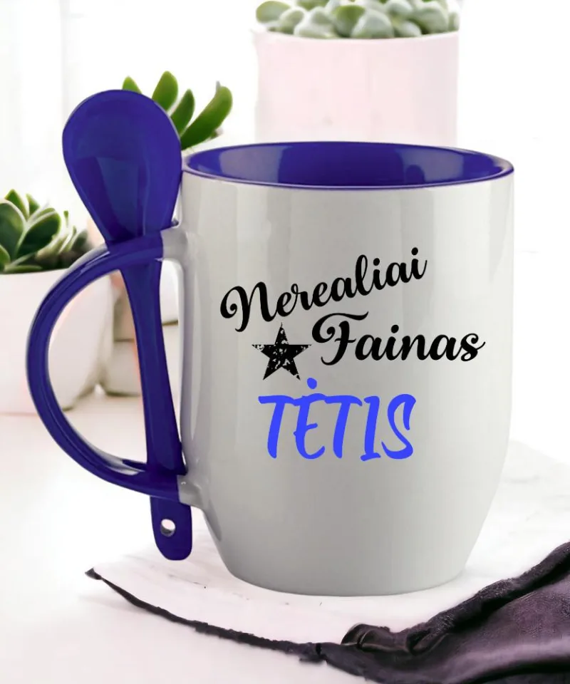 Puodelis su šaukšteliu „Nerealiai fainas tėtis“