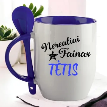 Puodelis su šaukšteliu „Nerealiai fainas tėtis“