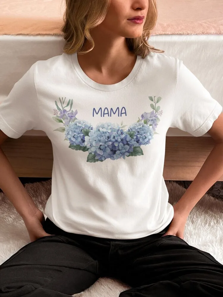 Moteriški marškinėliai su gėlėm „Mama“