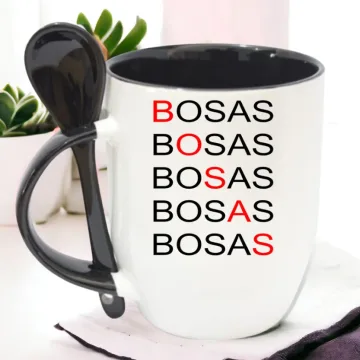 Puodelis su šaukšteliu „BOSAS“