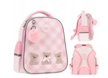 GoPack rožinė ortopedinė pusiau standi kuprinė mergaitėms