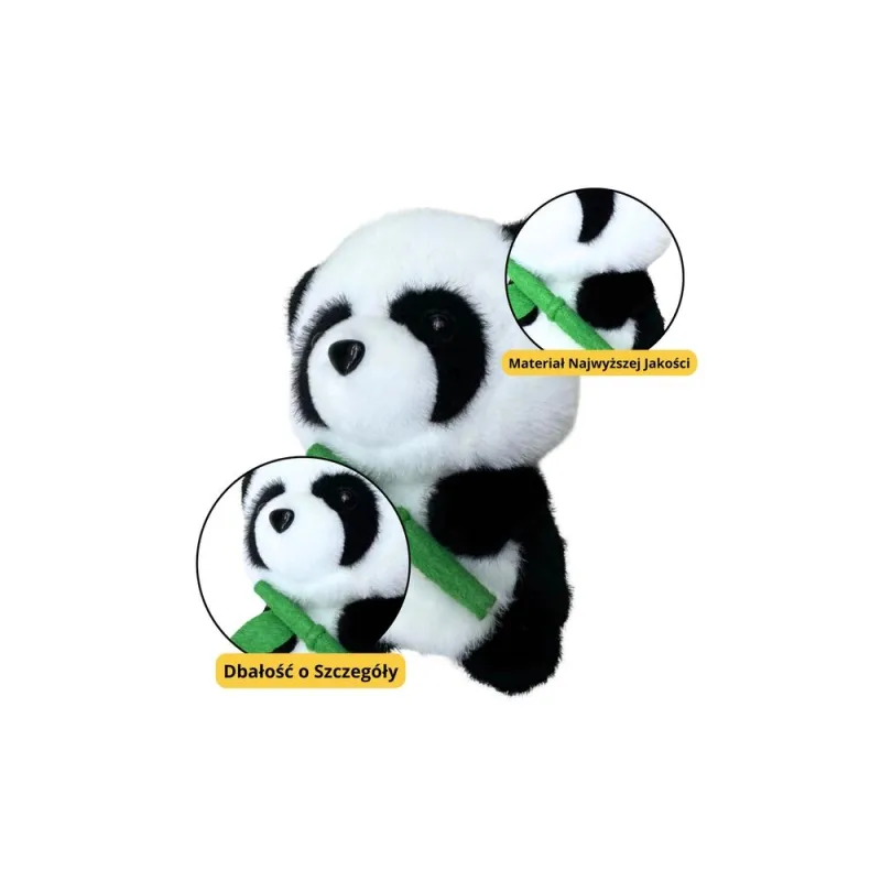 Pliušinis pliušinis talismanas Panda su bambuku 18cm · 1