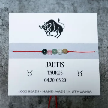 Raudono (juodo) siūlo apyrankė Jaučio ženklui