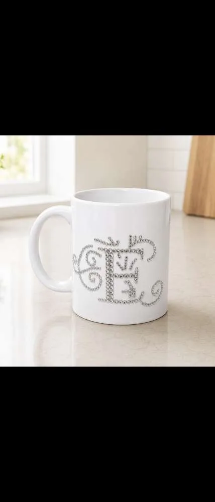 Personalizuotas puodelis su kristalų dekoru E