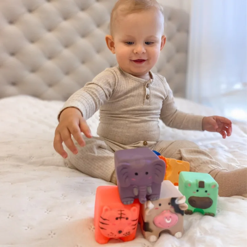 Sensoriniai blokeliai WOOPIE BABY Gyvūnai dėlionė su garsais, 6 vnt · 3