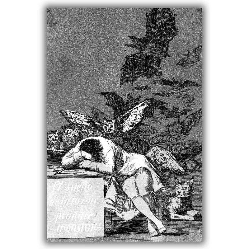 Reprodukcija „Proto miegas pažadina pabaisas“, Francisco de Goya (1797)